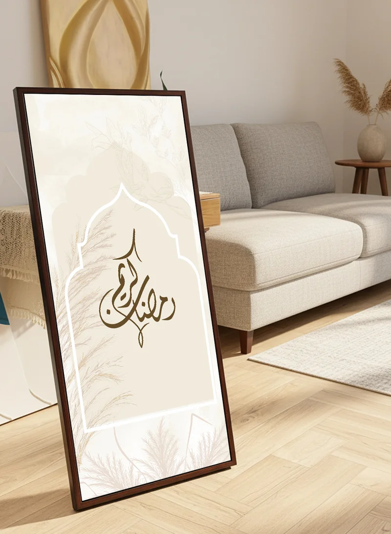 LOWHA Canvas Wall Art on Wooden Frame with Brown Floating Frame and Back Stand Featuring Ramadan Kareem Design